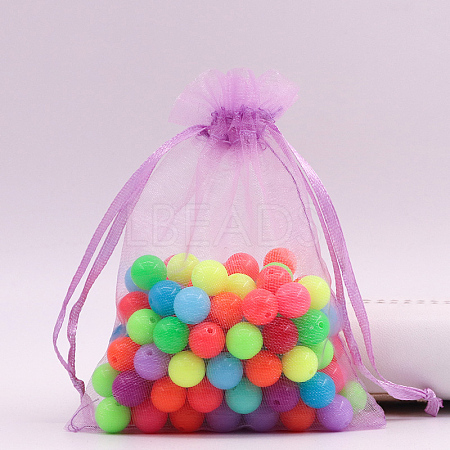 Rectangle Organza Drawstring Bags CON-PW0001-054D-22-1