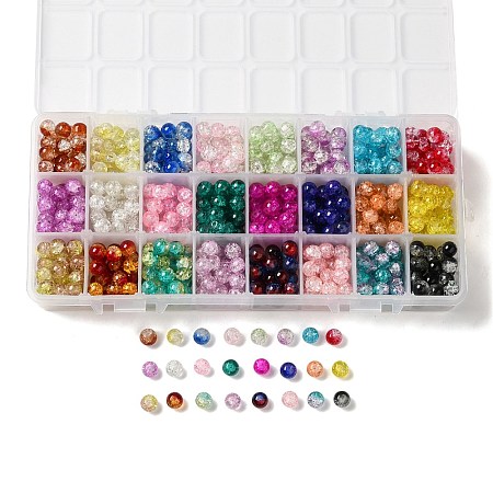 Spray Painted Crackle Glass Beads CCG-JP0001-01-1