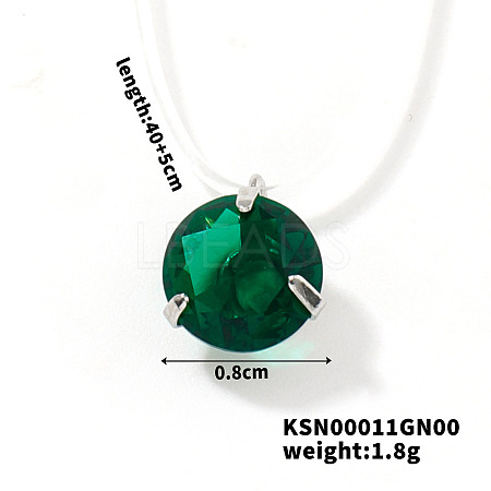 Flat Round Plastic Pendant Invisible Cord Necklaces for Women JB6177-8-1