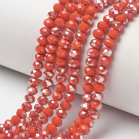Electroplate Opaque Solid Color Glass Beads Strands EGLA-A034-P6mm-K08-1