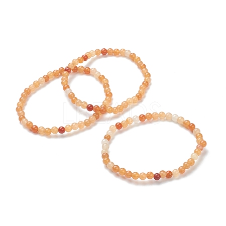 Natural Red Aventurine Beaded Stretch Bracelets BJEW-D446-A-24-1