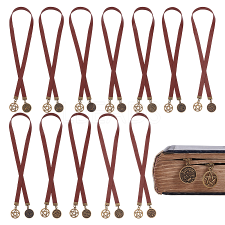 12Pcs Cowhide Leather Bookmarks AJEW-HY00012-1
