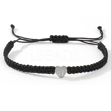 304 Stainless Steel Heart with Letter Bead Braided Bead Bracelets OO6447-37-1