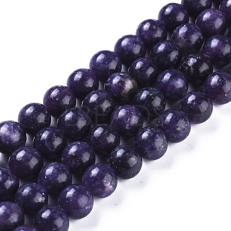 Natural Lepidolite/Purple Mica Stone Beads Strands G-D0020-16-4mm-1