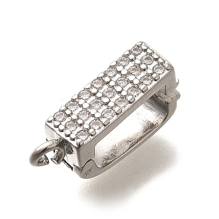 Brass Micro Pave Clear Cubic Zirconia Snap Clasps KK-U055-16P-1