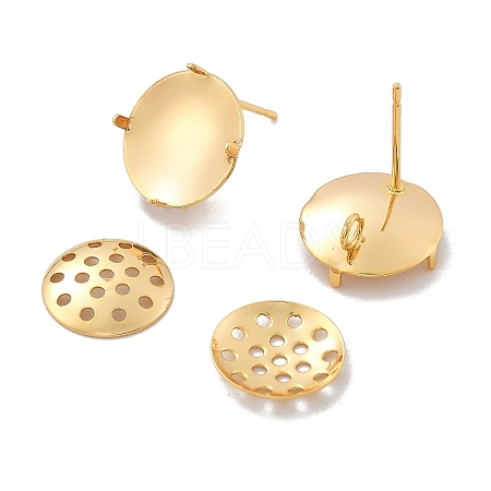Brass Studs Earring Findings KK-K382-16A-G-1