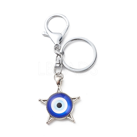 Evil Eye Glass Pendant Keychain KEYC-JKC00371-02-1