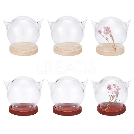 6 Sets 2 Colors Cat's Head Glass Dome Cover AJEW-DR0001-07-1