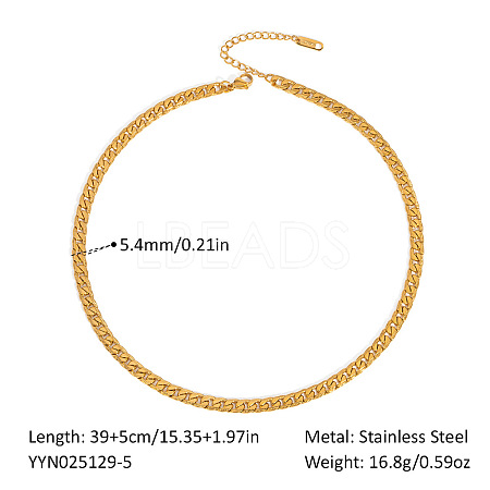 5.4MM 304 Stainless Steel Cuban Link Chain Necklaces UM6262-3-1