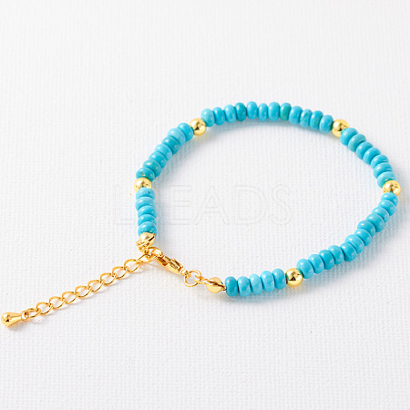 Simple Design Synthetic Turquoise Beaded Bracelets for Women JH7309-14-1