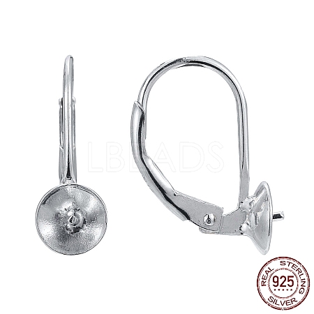 Rhodium Plated 925 Sterling Silver Leverback Earring Findings X-STER-I017-084I-P-1