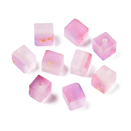 Frosted Glass Beads with Golden Glitter Powder DGLA-NH001-6mm-01J-1