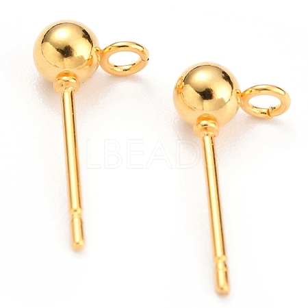 304 Stainless Steel Ball Stud Earring Findings STAS-G099-09G-1