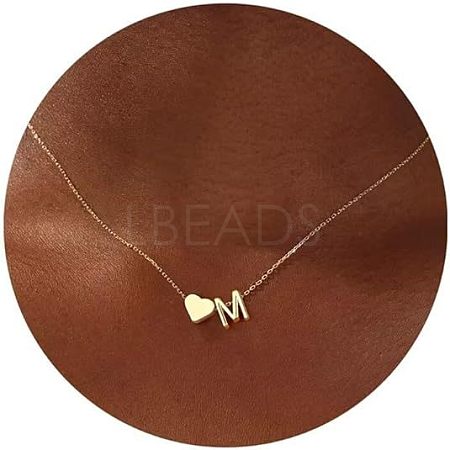 Simple Style Adjustable 316L Surgical Stainless Steel Heart and Initial Pendant Necklaces for Women WG95AEF-13-1