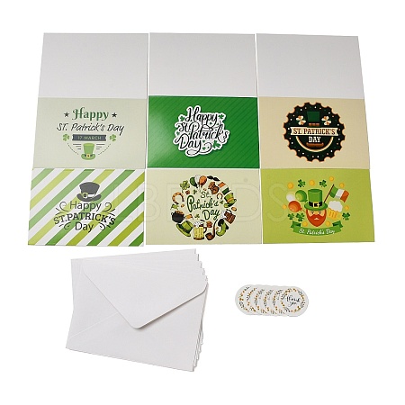 Saint Patrick's Day Rectangle Paper Greeting Card AJEW-D060-01C-1