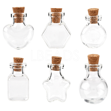 12Pcs 6 Styles Glass Bottle for Bead Containers BOTT-FS0001-05-1
