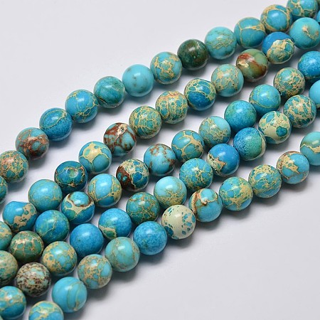 Natural Imperial Jasper Beads Strands X-G-I122-6mm-10-1