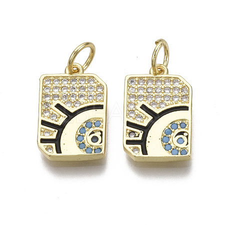 Brass Micro Pave Cubic Zirconia Charms KK-R133-048G-NF-1