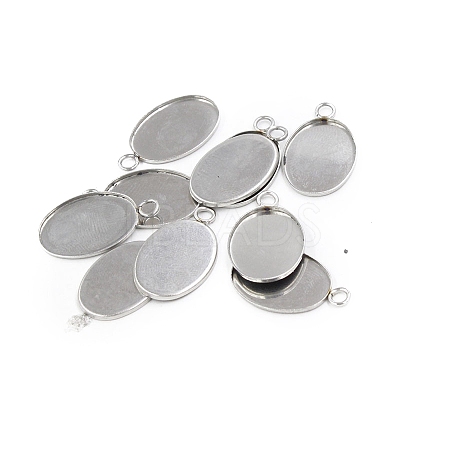 Non-Tarnish Stainless Steel Pendant Cabochon Settings PW-WG0592A-01-1