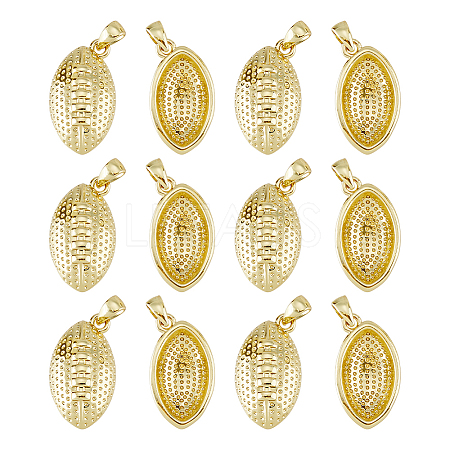 12Pcs Rugby Rack Plating Brass Pendants KK-HS0002-05-1