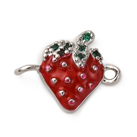 Brass Micro Pave Green Cubic Zirconia Fruit Connector Charms KK-I276-15P-A01-1