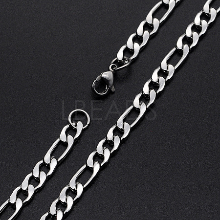 Men's 304 Stainless Steel Figaro Chain Necklaces NJEW-T012-02-66-S-1