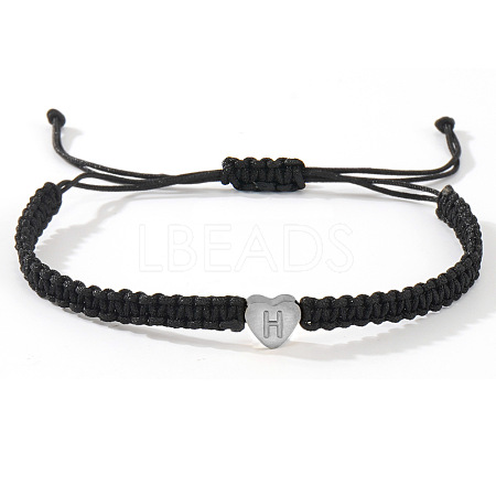 304 Stainless Steel Heart with Letter Bead Braided Bead Bracelets OO6447-36-1