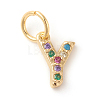 Brass Micro Pave Colorful Cubic Zirconia Charms ZIRC-F092-01-Y-1