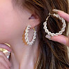 Iron Plastic Imitation Pearl Bead Hoop Earrings FS-WG3B0F5-01-2