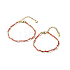 Nylon Cord & 304 Stainless Steel Ball Chain Bracelet for Couples BJEW-JB06801-02-1