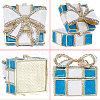 Square Bowknot Alloy Enamel with Crystal Rhinestone Jewelry Magnetic Storage Boxes CON-SP0001-32B-6