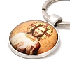 I Love Jesus Symbol Glass Pendant Keychain with Alloy Jesus Fish Charm KEYC-G058-01E-2