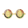 Real 18K Gold Plated Brass Micro Pave Colorful Cubic Zirconia Connector Charms KK-L209-057G-03-1