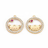 Brass Micro Pave Clear Cubic Zirconia Pendants KK-S356-467-NF-1