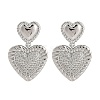 Rack Plating Brass Heart Stud Earrings for Women EJEW-D280-06P-1