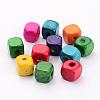 Mixed Lead Free Cube Natural Wood Beads X-YTB027-2
