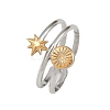 304 Stainless Steel Double Color Cuff Rings RJEW-S635-01GP-05-4
