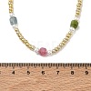 Faceted Cube Natural Multicolor Tourmaline and Glass Seed Beads Beaded Necklaces for Women NJEW-JN06668-4