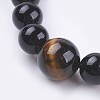 Natural Obsidian & Tiger Eye Wrap Bracelets BJEW-P188-09-3