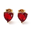 6 Pair 2 Color Heart Cubic Zirconia Stud Earrings EJEW-A024-15C-3