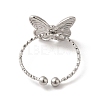 304 Stainless Steel Butterfly Open Cuff Rings for Women RJEW-H136-05P-3