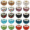 SUNNYCLUE 200Pcs 10 Colors Polymer Clay Rhinestone European Large Hole Beads with Silver Plated Brass Cores FPDL-SC0001-01-1
