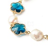 Plum Blossom Flower Glass Link Bracelet for Girl Women X1-BJEW-TA00017-01-4