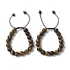 10mm Round Natural Tiger Iron Braided Bead Bracelets BJEW-C067-01C-04-1