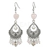 Natural Rose Quartz Heart Chandelier Earrings EJEW-JE05364-01-1