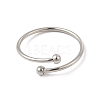 304 Stainless Steel Wire Wrapped Open Cuff Ring for Women RJEW-E066-12P-2