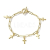 Golden 304 Stainless Steel Charm Bracelets with Brass Paperclip Chains BJEW-JB10031-03-1