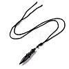 Gemstone Bullet Pendant Necklace with Nylon Cord for Women G-A210-06-3
