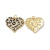 Heart with Leopard Print Pattern Brass Micro Pave Clear Cubic Zirconia Charms X-KK-G435-35G-1