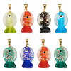 8Pcs Handmade Dichroic Foil Lampwork Pendants DICH-TA0001-01-2
